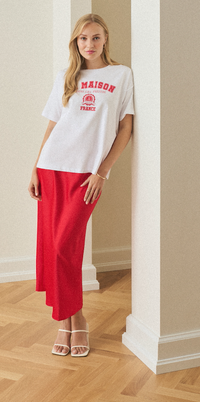 Kaffe Kalotte True Red Satin Slip Skirt