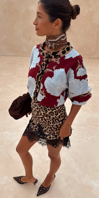 Never Fully Dressed Burgundy Poppy Leopard Cardigan