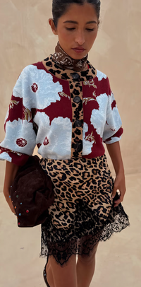 Never Fully Dressed Burgundy Poppy Leopard Cardigan