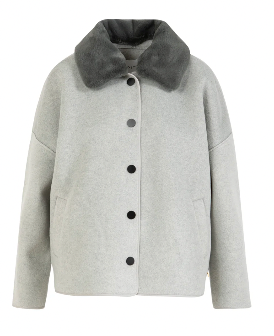 Coster Copenhagen Dove Grey Jacket with Detachable Faux Fur Collar, 254-6411
