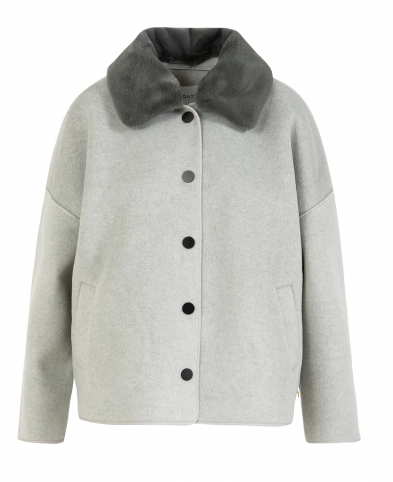 Coster Copenhagen Dove Grey Jacket with Detachable Faux Fur Collar, 254-6411
