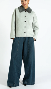 Coster Copenhagen Dove Grey Jacket with Detachable Faux Fur Collar