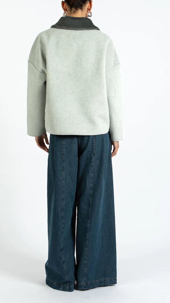 Coster Copenhagen Dove Grey Jacket with Detachable Faux Fur Collar, 254-6411