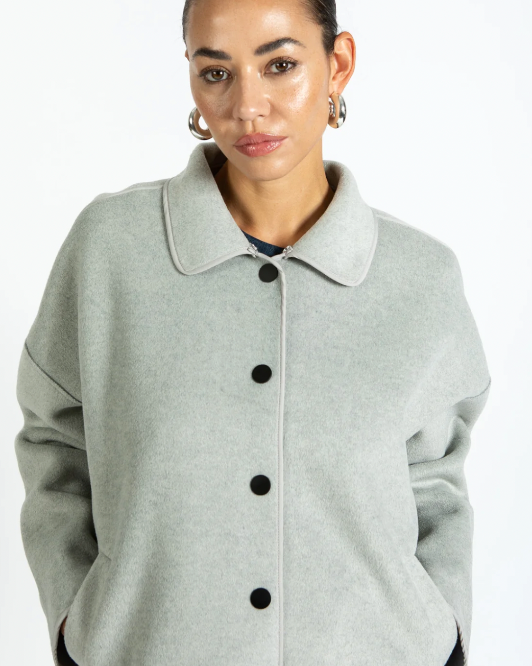 Coster Copenhagen Dove Grey Jacket with Detachable Faux Fur Collar