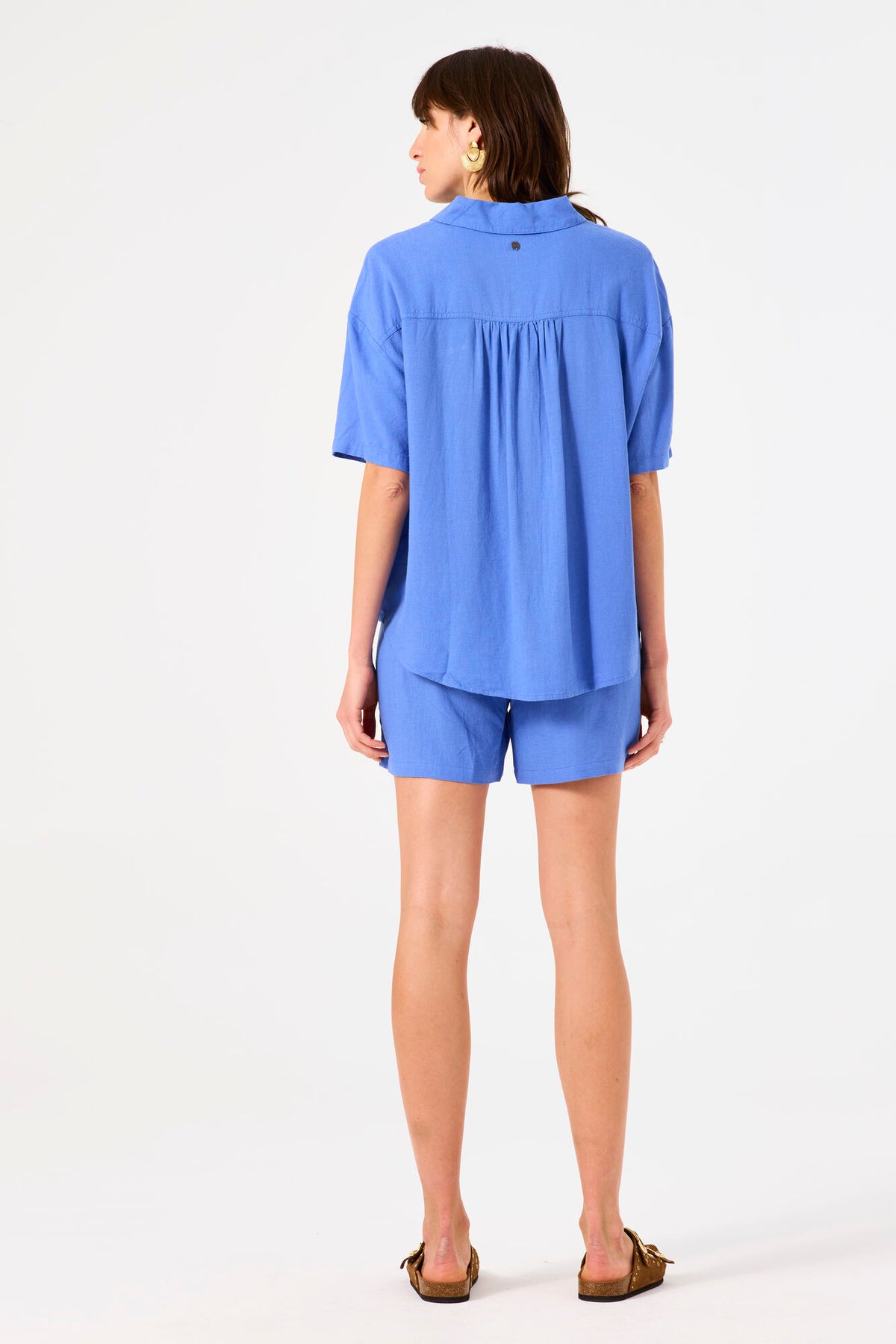 Garcia Dazzling Blue Oversized Linen Shirt