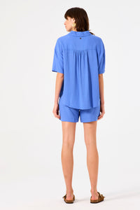 Garcia Dazzling Blue Oversized Linen Shirt