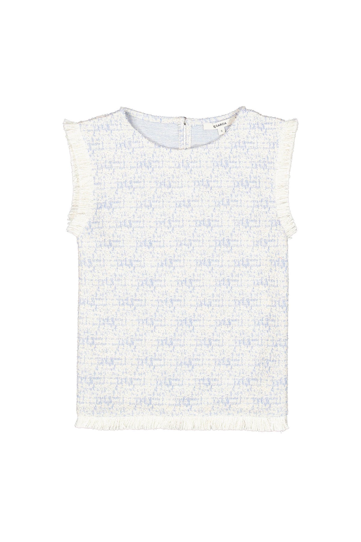 Garcia Blue Wave Boucle Top with Fringe Detailing