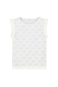 Garcia Blue Wave Boucle Top with Fringe Detailing