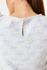 Garcia Blue Wave Boucle Top with Fringe Detailing