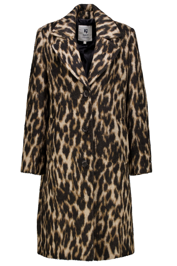Garcia Ultimate Leopard Single Breasted Classic Coat, GJ500917