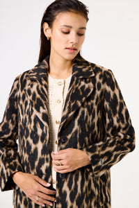 Garcia Ultimate Leopard Single Breasted Classic Coat, GJ500917