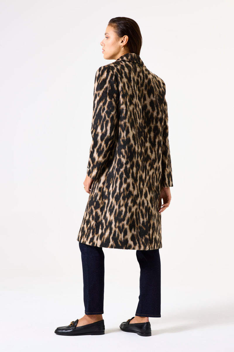 Garcia Ultimate Leopard Single Breasted Classic Coat, GJ500917