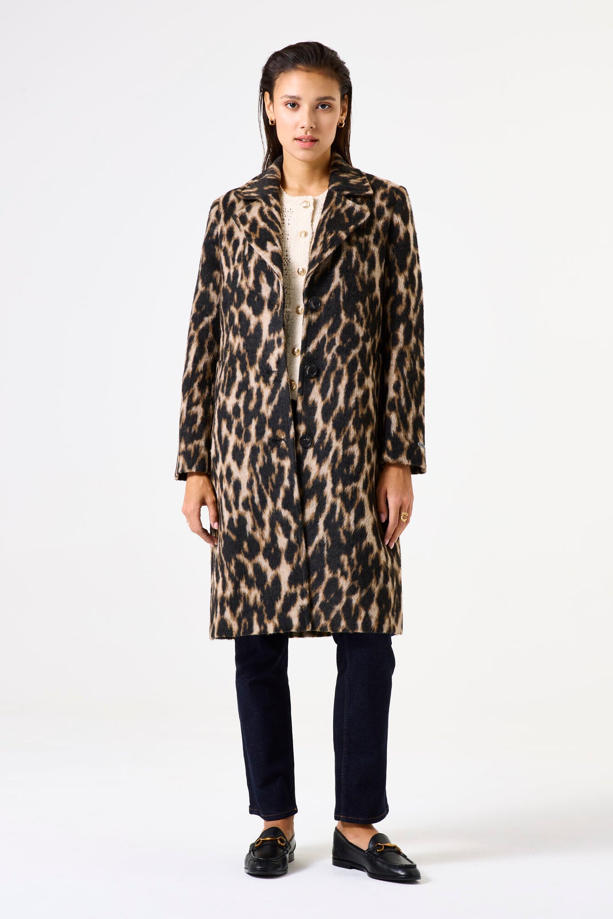 Garcia Ultimate Leopard Single Breasted Classic Coat, GJ500917