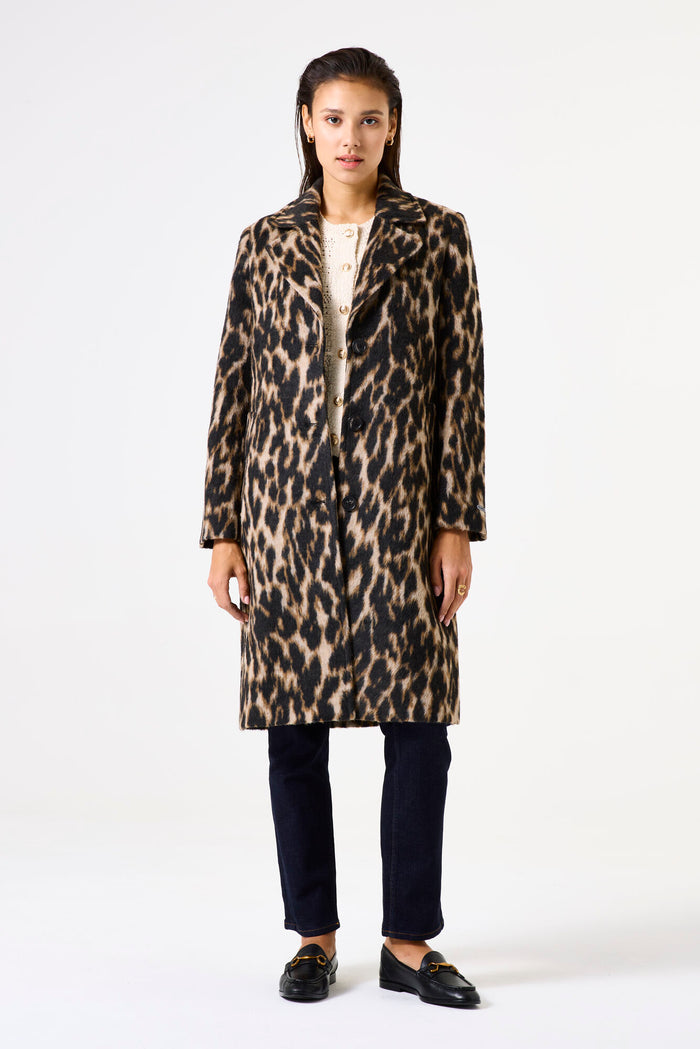 Garcia Ultimate Leopard Single Breasted Classic Coat, GJ500917