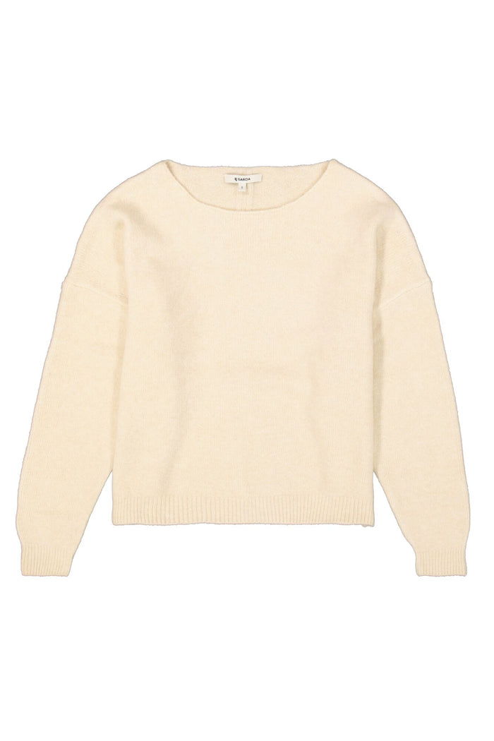 Garcia Classic Cream Supersoft Boat Neckline Knit