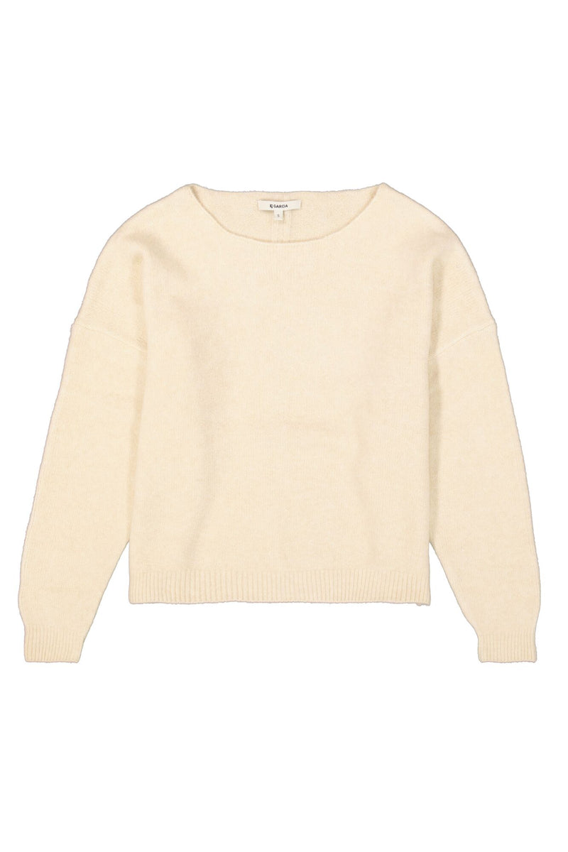Garcia Classic Cream Supersoft Boat Neckline Knit