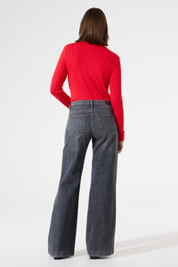 Garcia True Red Knot Neck Textured Basic Long Sleeve Top, I50212