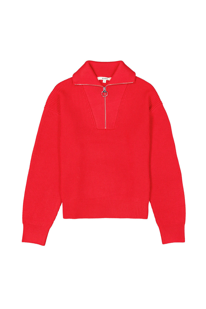 Garcia True Red Knitted Half Zip Jumper