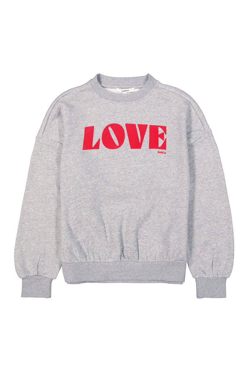Garcia Grey Melee 'LOVE' Logo Supersoft Fleece Lined Sweatshirt, I50261