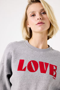 Garcia Grey Melee 'LOVE' Logo Supersoft Fleece Lined Sweatshirt, I50261