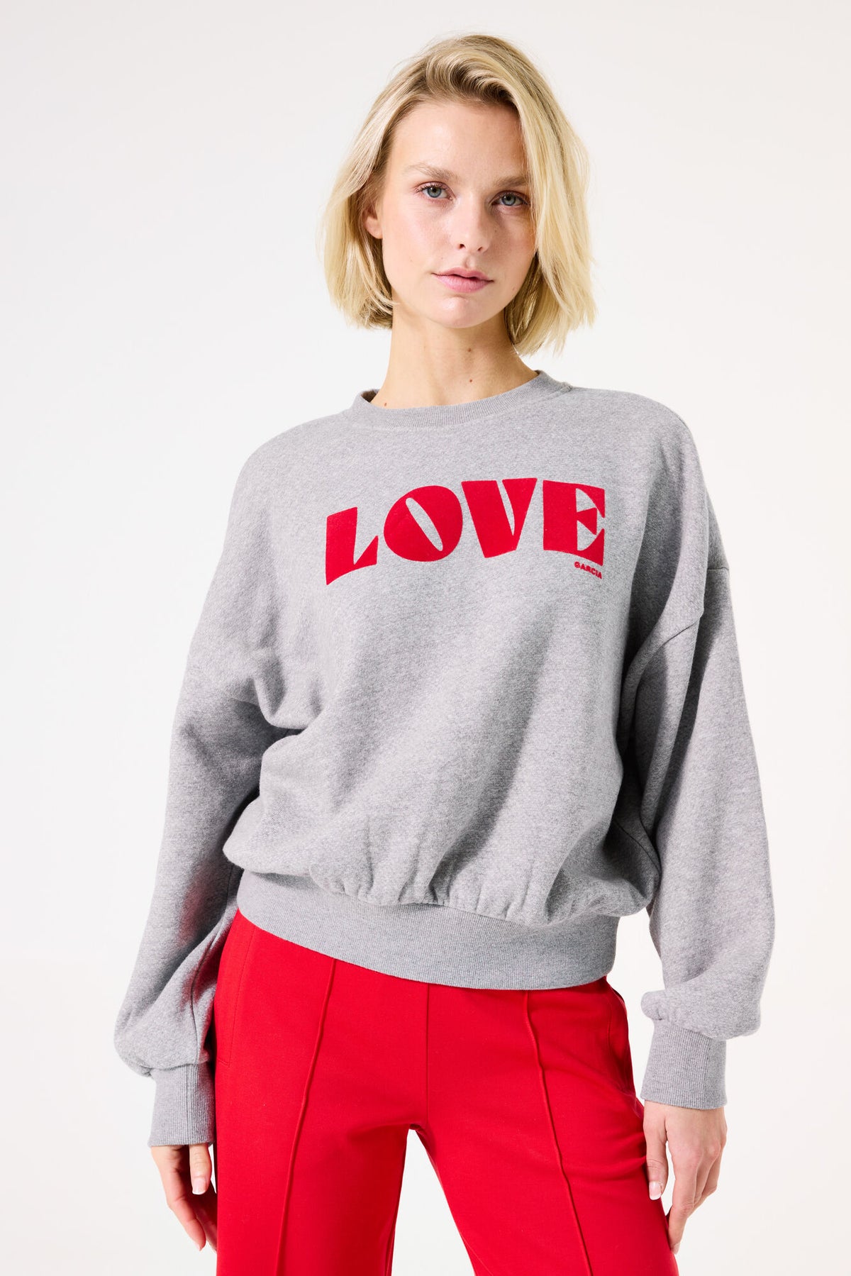 Garcia Grey Melee 'LOVE' Logo Supersoft Fleece Lined Sweatshirt, I50261