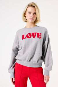 Garcia Grey Melee 'LOVE' Logo Supersoft Fleece Lined Sweatshirt, I50261