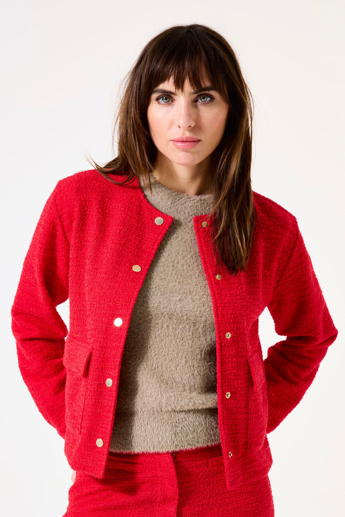 Garcia True Red Boucle Cardigan Jacket, I50291