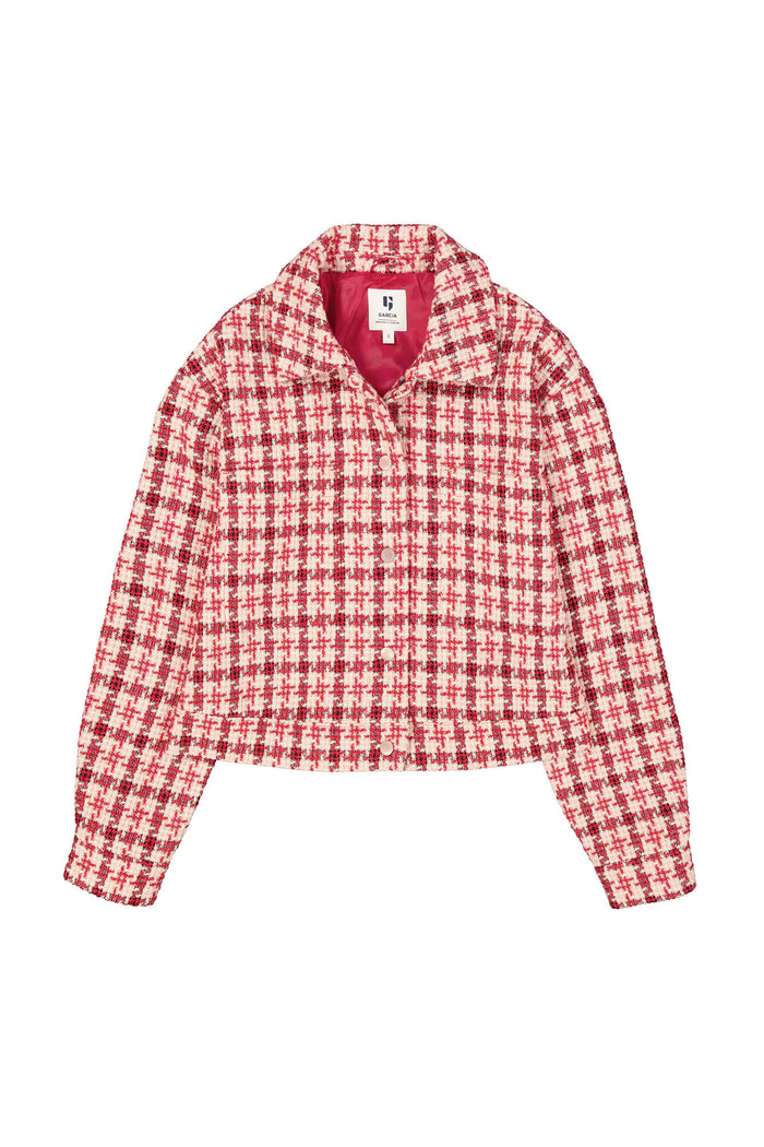 Garcia True Red Check Boucle Tweed Jacket, I50292