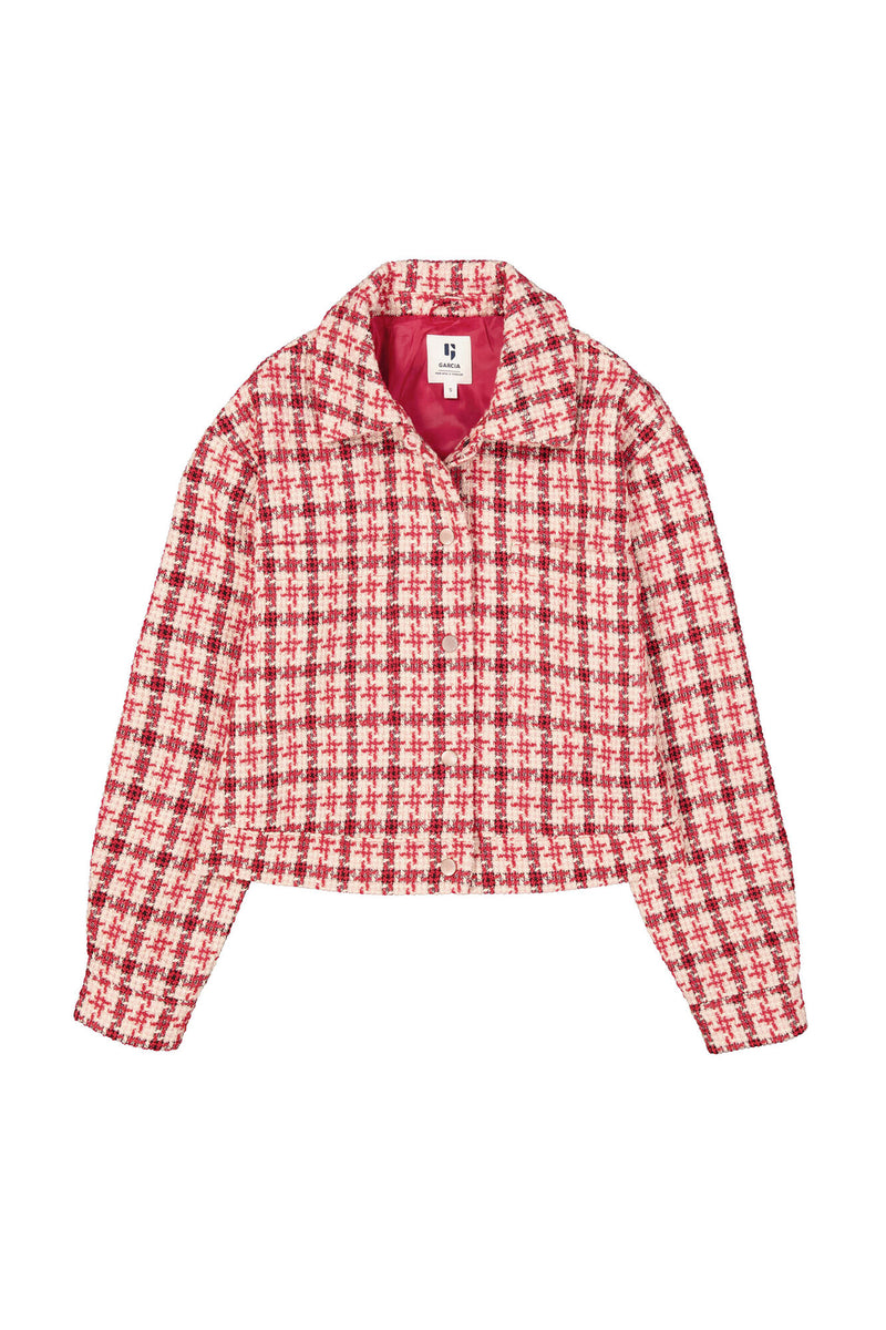 Garcia True Red Check Boucle Tweed Jacket, I50292