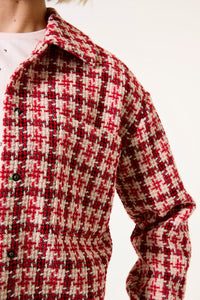 Garcia True Red Check Boucle Tweed Jacket, I50292