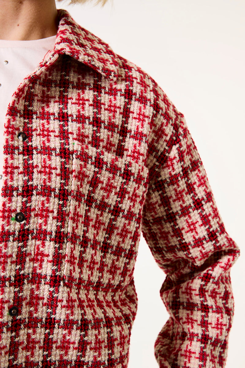 Garcia True Red Check Boucle Tweed Jacket, I50292