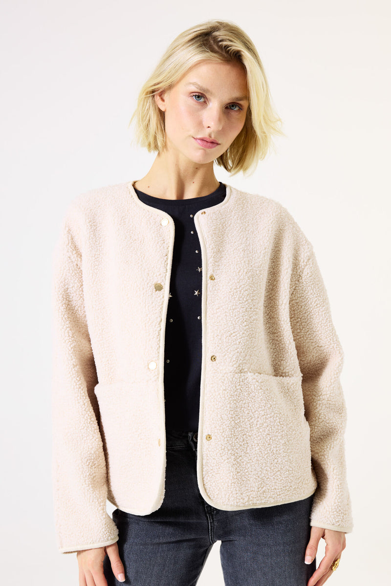 Garcia Cream Supersoft Fleece Teddy Oversized Jacket, I50297