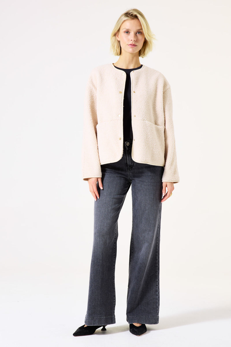 Garcia Cream Supersoft Fleece Teddy Oversized Jacket, I50297