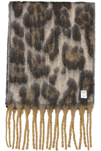 Garcia Almond Beige Leopard Supersoft Blanket Tassel Scarf