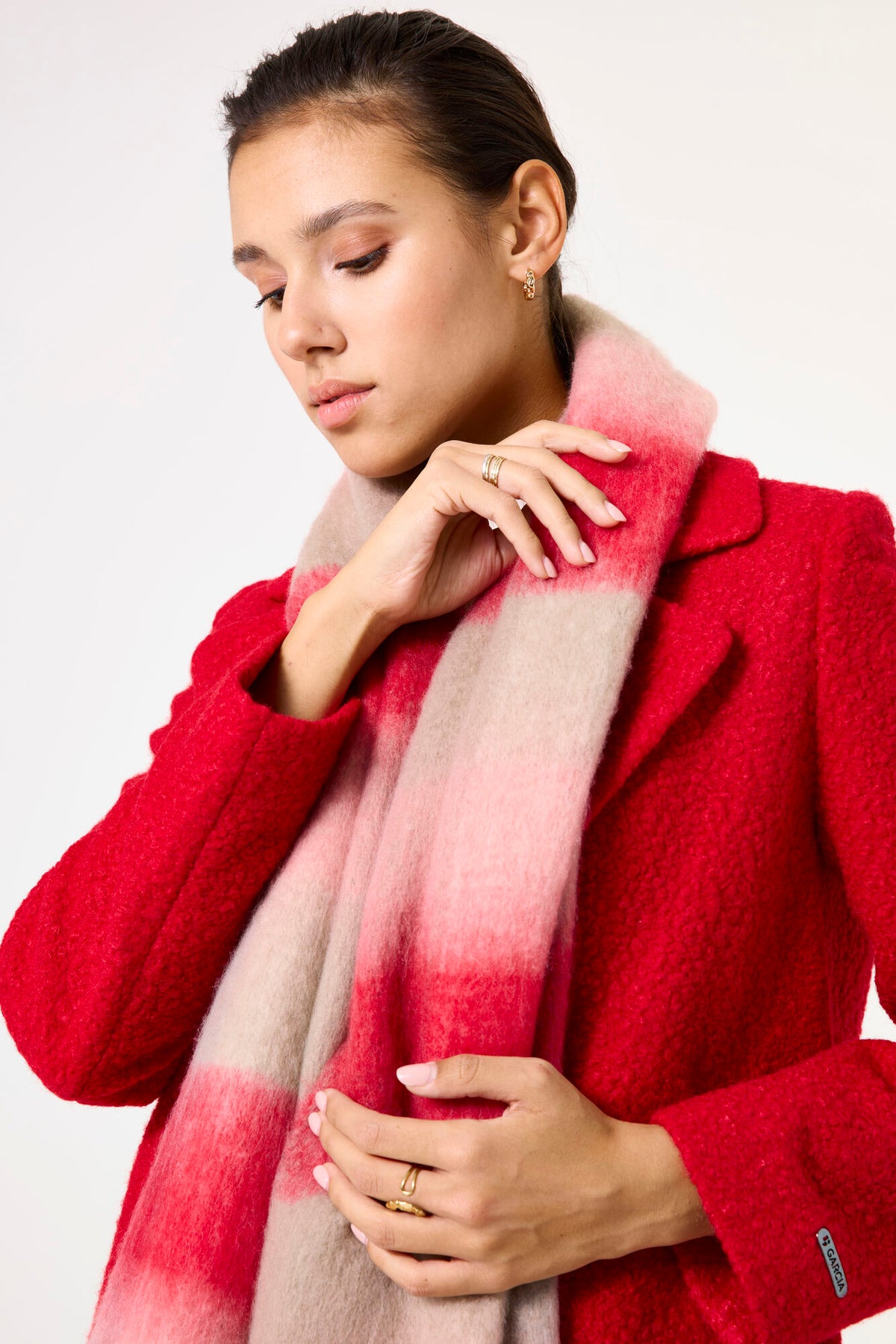 Garcia True Red Supersoft Check Scarf