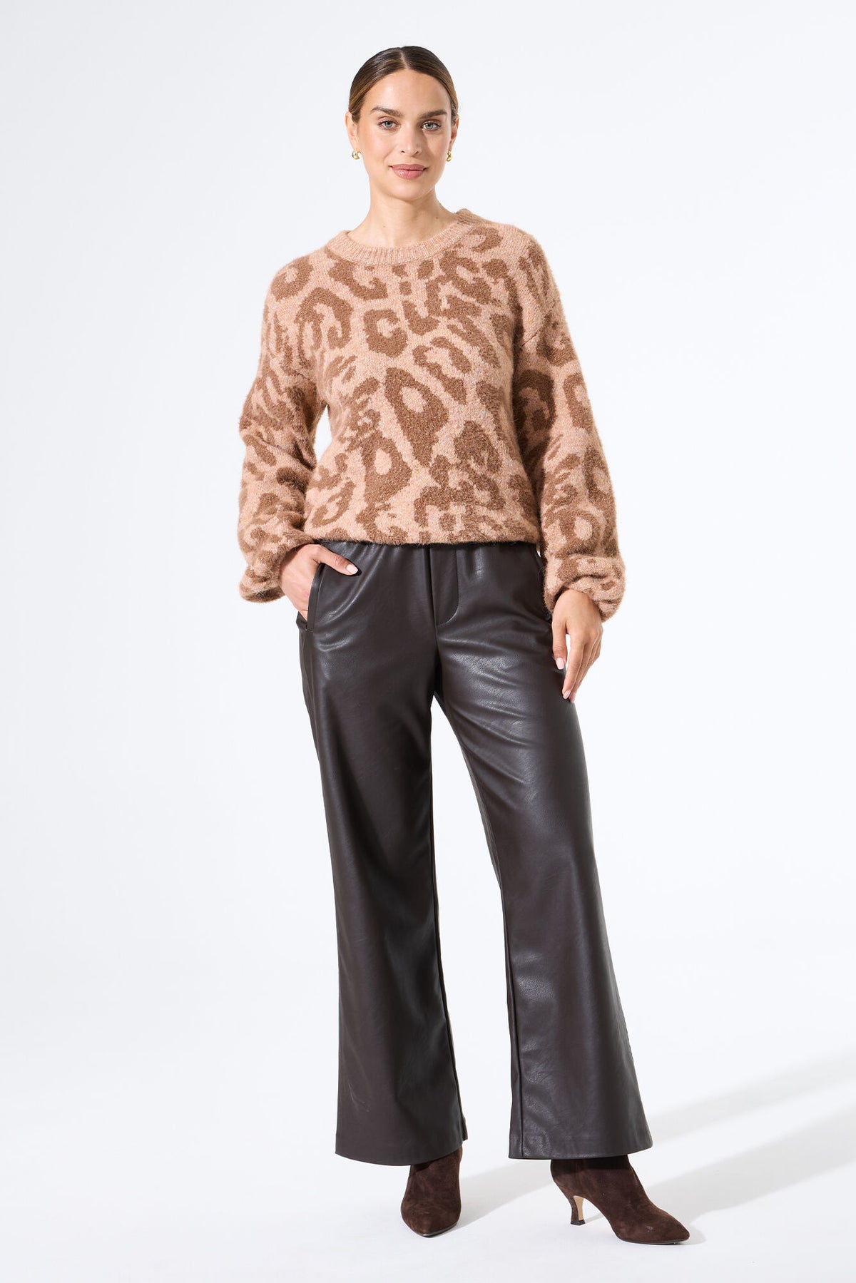 Garcia Teddybear Beige Leopard Jacquard Knit