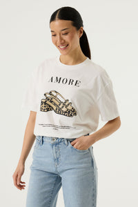 Garcia White Leopard Shoe Printed Logo T-Shirt