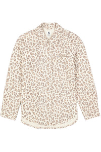 Garcia Beige Leopard Print Longline Shirt Jacket, P260293